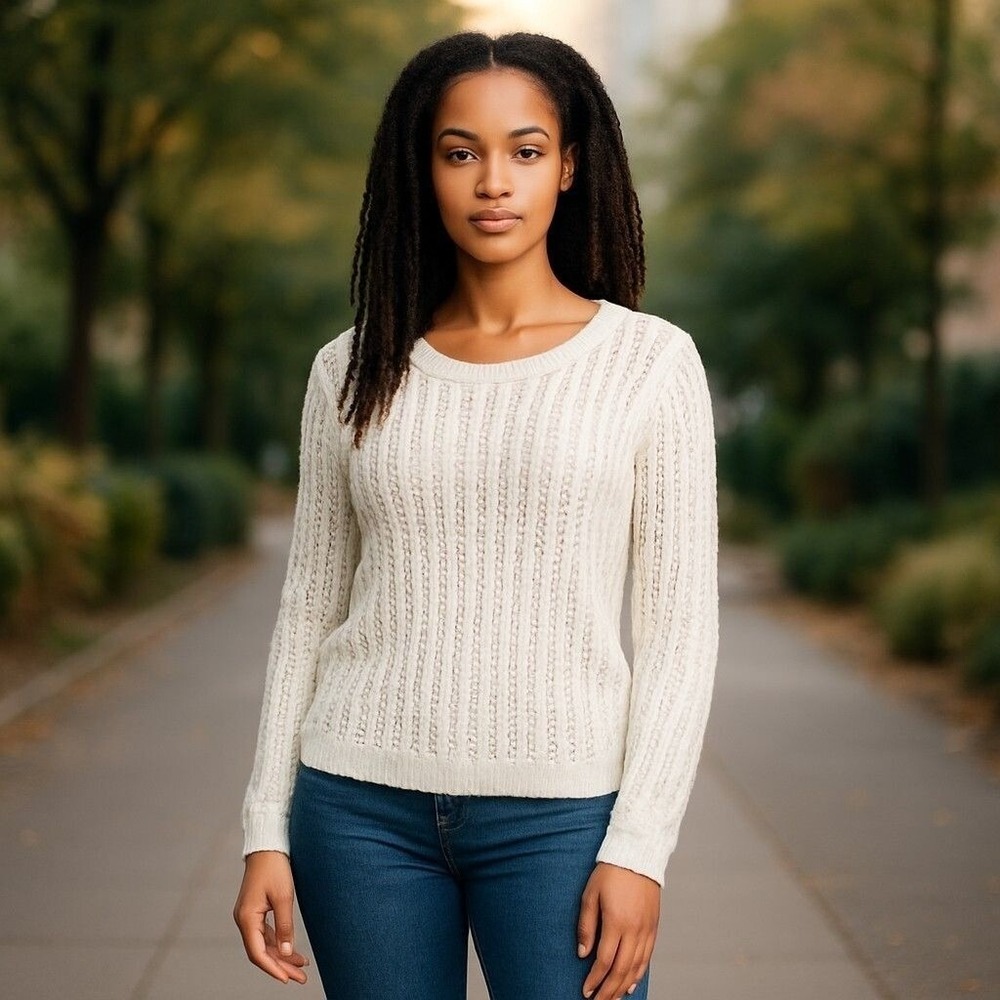 ANA Open Knit Sweater Size XL Open Knit Boho Basic Capsule Everyday Casual